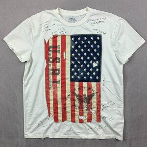 Polo by Ralph Lauren White Tee with American Flag Design